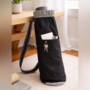 Handmade Cotton Yoga Mat Bag Drawstring Bag w/ Pocket Made in USA New With Tag